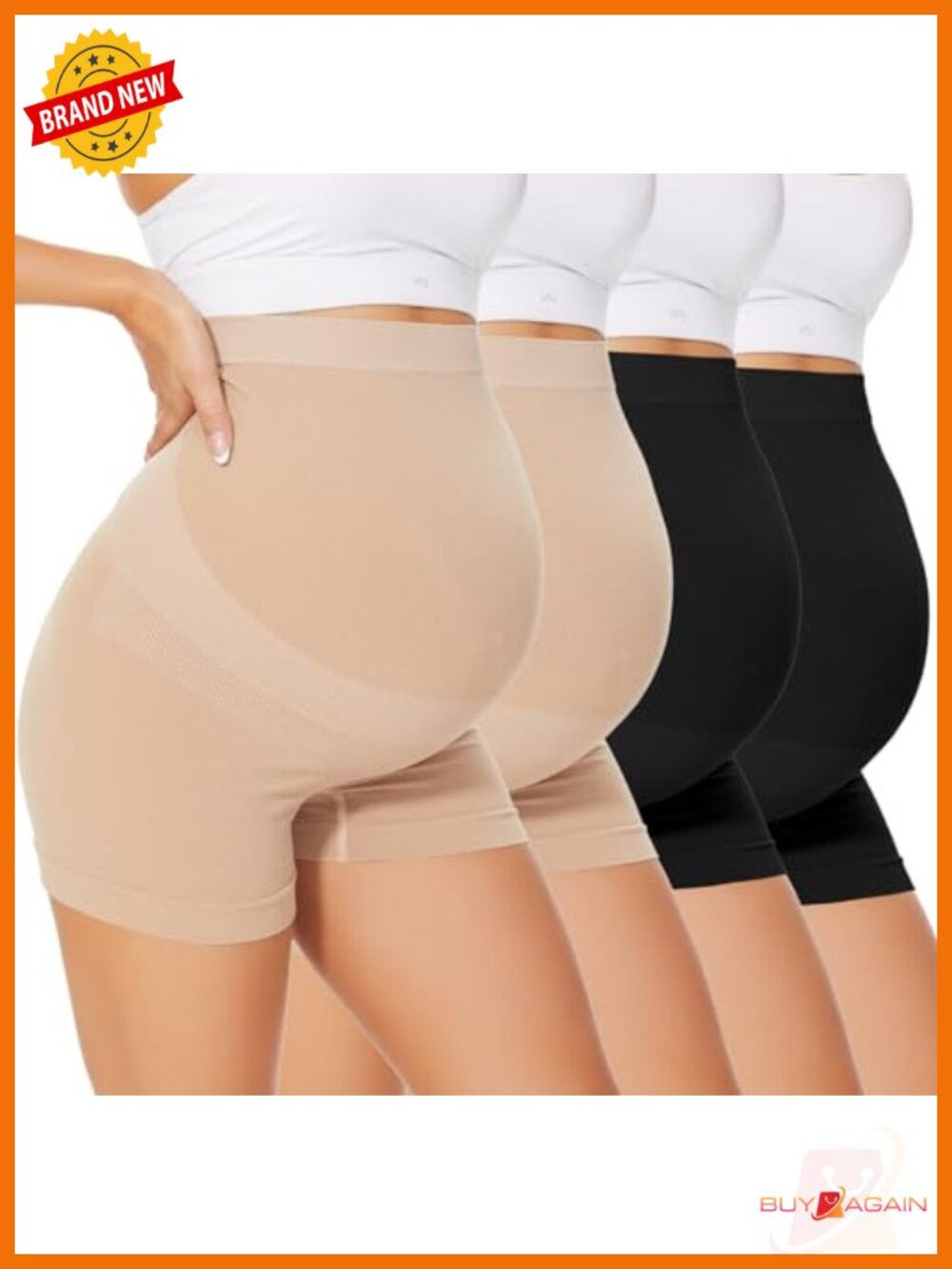 Seamless Maternity Thong 4-Pack Over the Bump Underwear with Tummy Control
